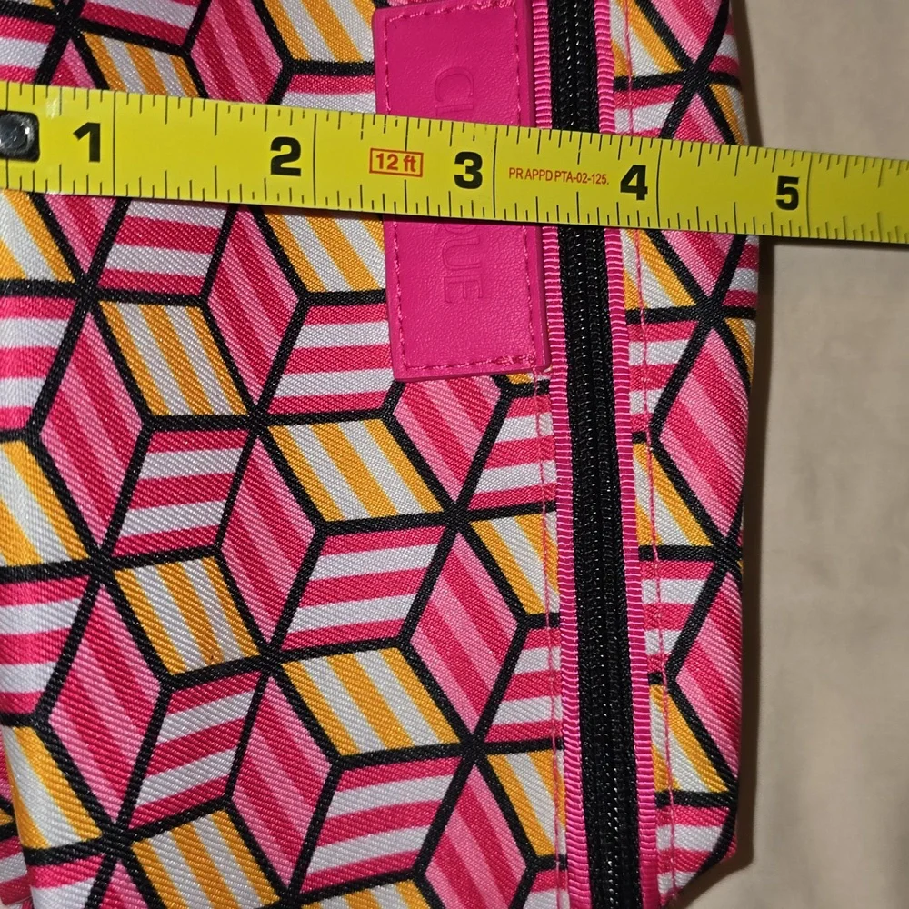 Clinique‎ Pink and Yellow Geometric Cosmetic Bag
